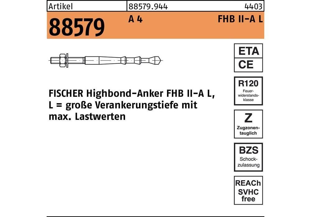 Fischer Befestigungsanker Highbond-Anker R 88579 M 16 x 160/ 30 A 4 von Fischer