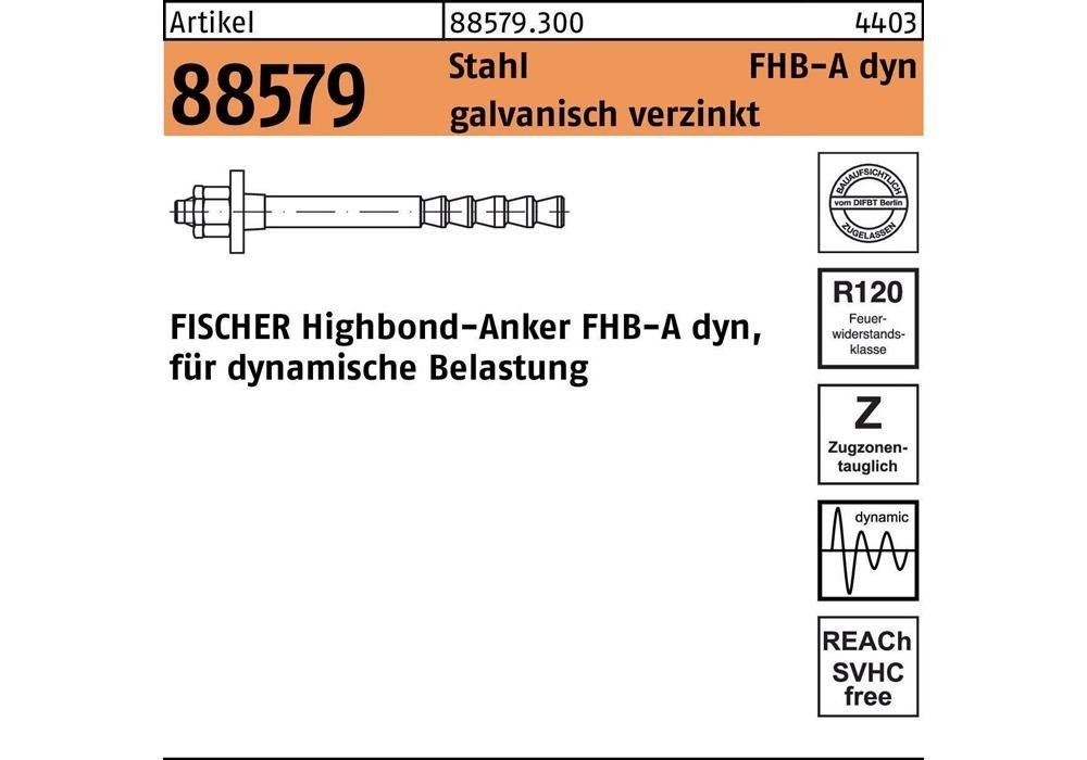 Fischer Befestigungsanker Highbond-Anker R 88579 dyn 24x220/50 Stahl galvanisch verzinkt von Fischer