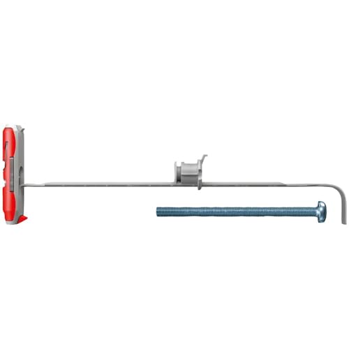 fischer DUOTEC 12 S PH, Kippdübel mit Panheadschraube, 2-Komponenten-Dübel, Hohlraumdübel zur Befestigung in Gipskarton-, Gipsfaser-, Holz- & Stahlplatten uvm., 10 Dübel + 10 Schrauben Grau/Rot von fischer