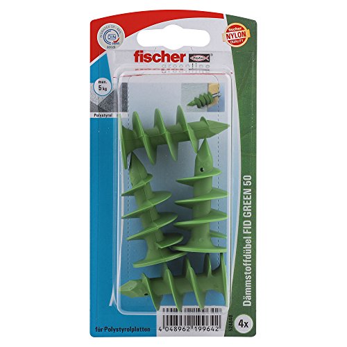 fischer 524840 Befestigungsmaterial K, Inhalt: 4 x Dämmstoffdübel FID Green 50 von fischer