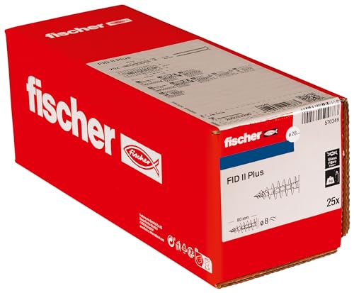 fischer Dämmstoffdübel FID II Plus, Dübel aus Kunststoff zur Befestigung von mittelschweren Gegenständen in Dämmstoffen, universeller Einsatz, ohne Vorbohren, 25 Stk. fischer Dämmstoffdübel FID II Plus, Dübel aus Kunststoff zur Befestigung von mittelschweren Gegenständen in Dämmstoffen, universeller Einsatz, ohne Vorbohren, 25 Stk. von fischer