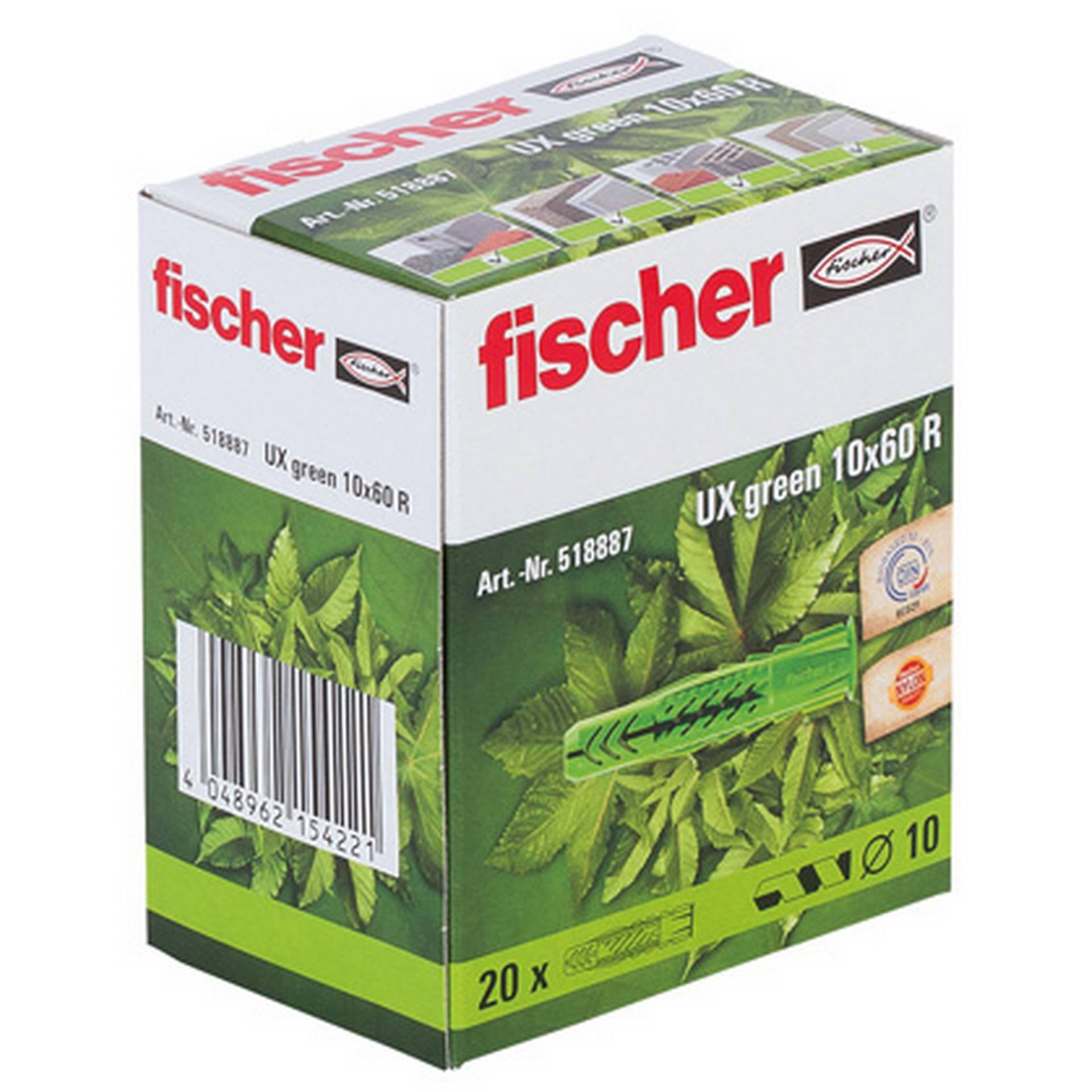 Fischer Greenline Universaldübel 'UX GREEN' mit Rand Ø 10 x 60 mm, 20 Stück Fischer Greenline Universaldübel 'UX GREEN' mit Rand Ø 10 x 60 mm, 20 Stück von Fischer