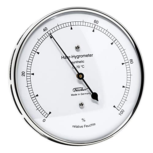Fischer 122.01 - synthetisches Haar-Hygrometer - 103mm Luftfeuchtigkeitsmesser aus Edelstahl Made in Germany - silber von Fischer