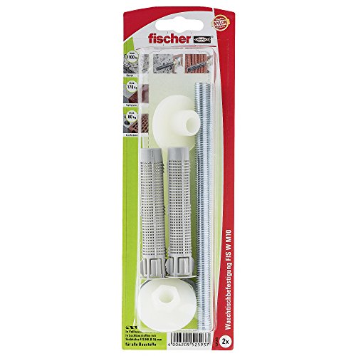 fischer 052593 Injektions-Waschtischbefestigung W, Inhalt Gewindestange 165, FIS H 16 x 85 K, 2 x Bundhülse BDH M10, 2 x 6-kt-Mutter, Mehrfarbig von fischer