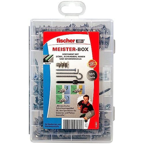 fischer 513892 Meisterbox DE, Gk-dübel mit Schrauben und Haken, Einzelartikel von fischer