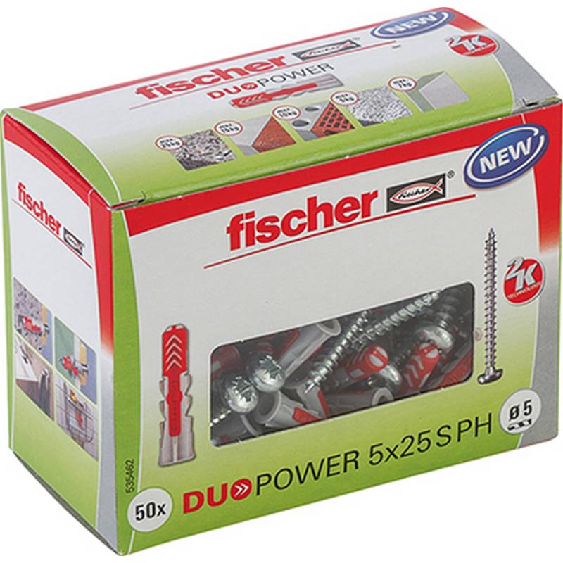 Fischer Montage-Set 'Duopower' Dübel und Panheadschrauben, Ø 5 x 25 mm, 100-teilig von Fischer