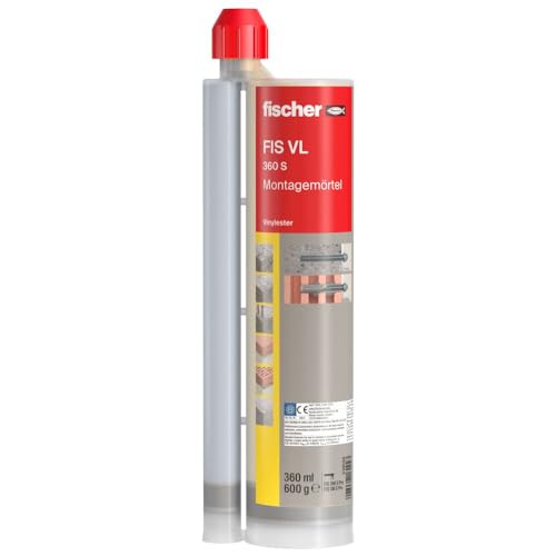 fischer Montagemörtel FIS VL 360 S, Injektionsmörtel für den Innen- und Außenbereich, Mörtel mit hoher Flexibilität & Tragfähigkeit, Verbundmörtel für Beton und Mauerwerk, 360 ml von fischer