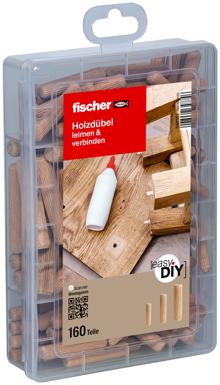 Fischer Holzdübel Sortimentskasten 6 x 30 mm / 8 x 40 mm / 10 x 50 mm von Fischer