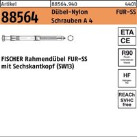 Fischer - Rahmendübel r 88564 m.6-kant-Schraube fur 10 x 80 ss Schraube a 4/Dübel-Nylon von Fischer