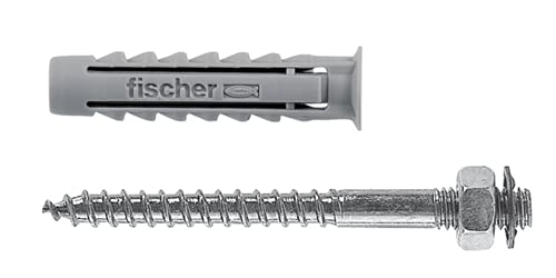 Fischer SX 8 DV mit Doppelschrauben, ideal für Rohre und Kabel, inklusive Schrauben und 50 Dübel, 500211, 8 mm Durchmesser x Stück von fischer
