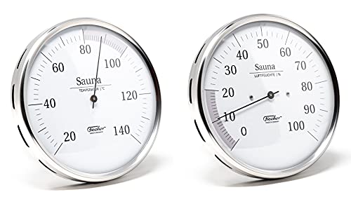 Fischer Sauna Thermometer + Hygrometer im Set, Edelstahl (130 mm) von Fischer