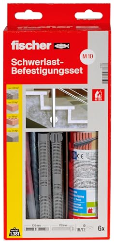 fischer Schwerlast-Befestigungsset 300 T mit Ankerstange M 10, Befestigungssystem für den Innen- und Außenbereich, multifunktionales Set für Schwerlasten in Beton & Mauerwerk von fischer