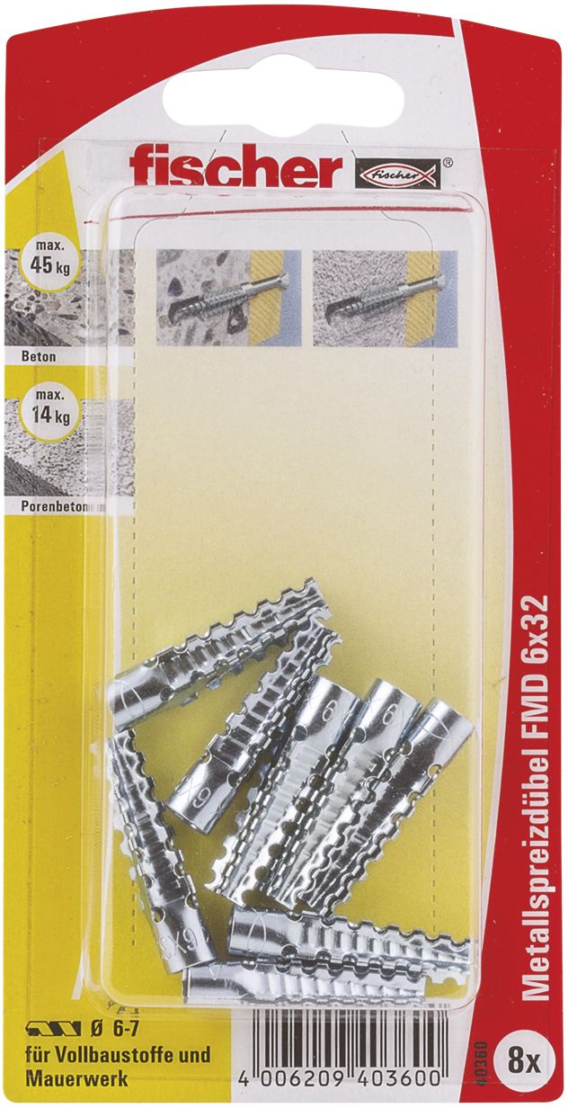 Fischer Spreizdübel FMD 6.0 x 32 mm - 8 Stück von Fischer