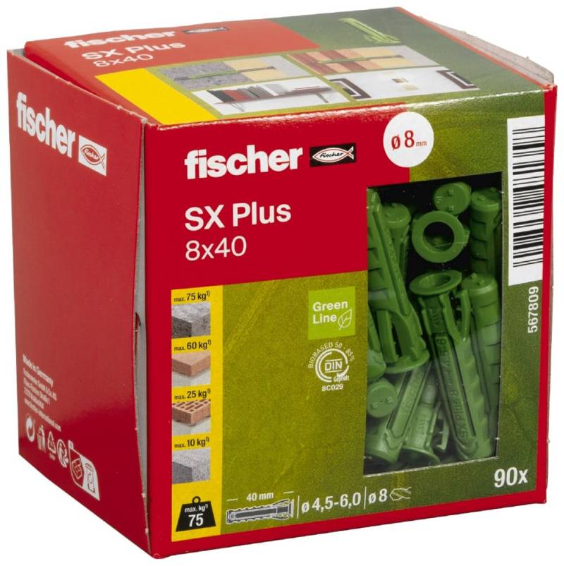 Fischer Spreizdübel SX Plus Green 8.0 x 40 mm - 90 Stück von Fischer