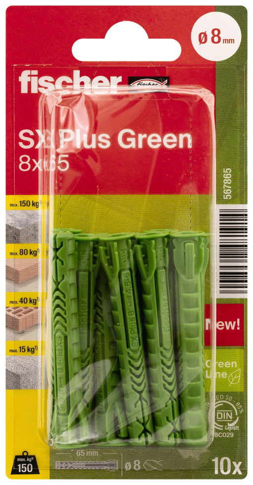 Fischer Spreizdübel SX Plus Green 8.0 x 65 mm - 10 Stück Fischer Spreizdübel SX Plus Green 8.0 x 65 mm - 10 Stück von Fischer