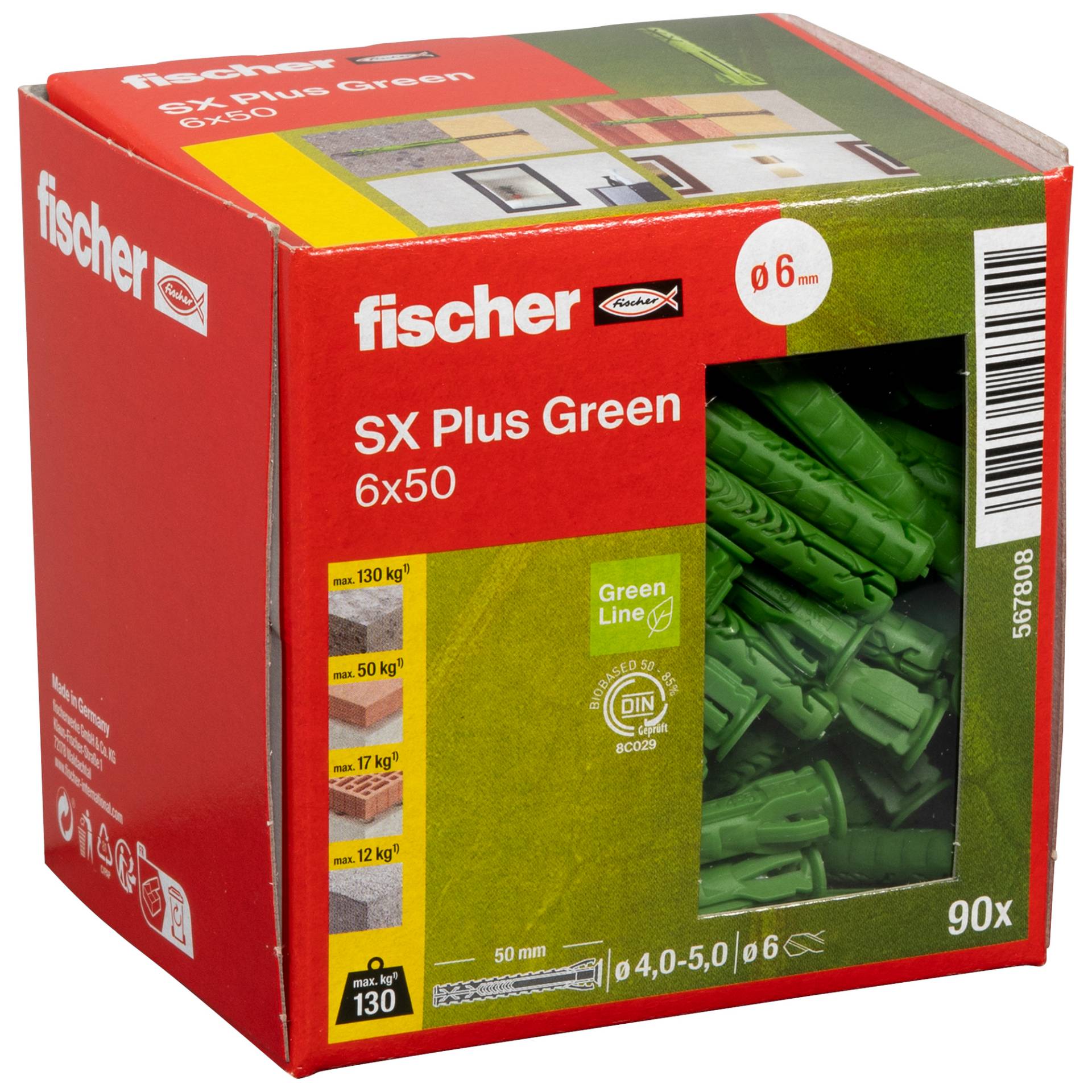 Fischer Spreizdübel-Set 'SX Plus Green' Ø 6 x 50 mm, 100-teilig Fischer Spreizdübel-Set 'SX Plus Green' Ø 6 x 50 mm, 100-teilig von Fischer