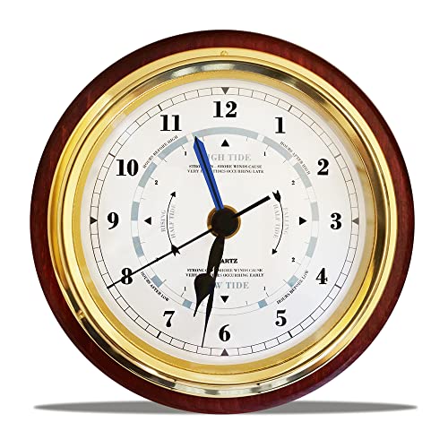Fischer Tide Uhr, Messing, 110 x 84 mm, Holz, Mahagoni Coloured, 170 x 130 mm von Fischer