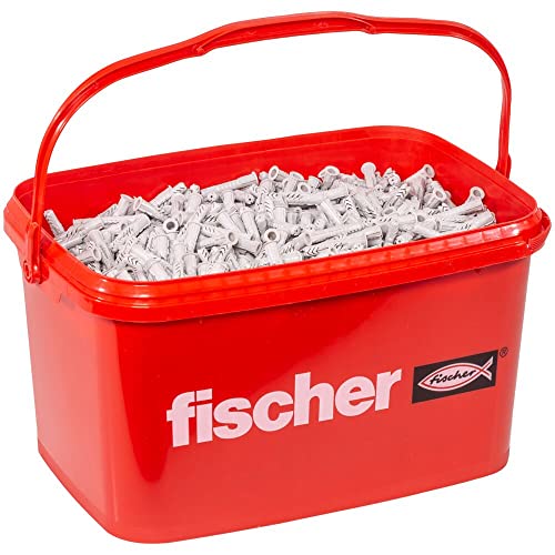 fischer Universaldübel UX 6 x 35 R, praktischer Eimer mit 2.500 Allzweckdübeln, der universelle Nylondübel mit Rand für optimalen Halt bei Befestigungen in allen Baustoffen von fischer