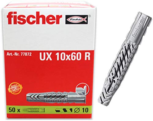 fischer Universaldübel UX 10 x 60 R, Schachtel mit 50 Nylondübeln, Allzweckdübel mit Rand, für optimalen Halt bei Befestigungen in Beton, Gipskarton, Kalksand-Lochstein uvm., Standard, 6x35 fischer Universaldübel UX 10 x 60 R, Schachtel mit 50 Nylondübeln, Allzweckdübel mit Rand, für optimalen Halt bei Befestigungen in Beton, Gipskarton, Kalksand-Lochstein uvm., Standard, 6x35 von fischer