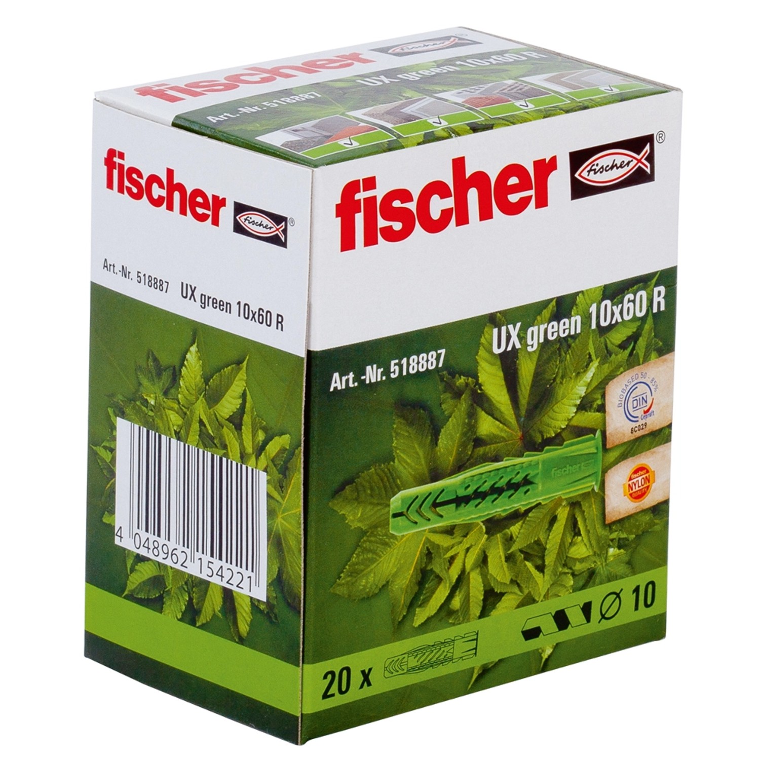 Fischer Universaldübel UX 10 x 60 R Green (mit Rand) (20 ST) von Fischer