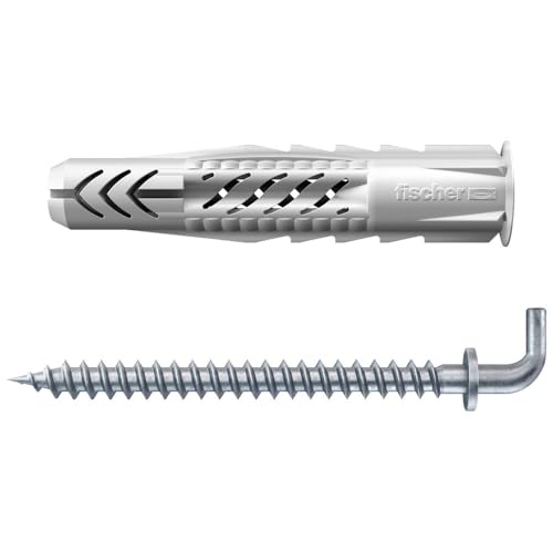fischer Universaldübel UX 8 x 50 WH, je 25 Nylondübel mit passenden Winkelhaken, Allzweckdübel mit Rand, für optimalen Halt bei Befestigungen in Beton, Gipskarton, Kalksand-Lochstein uvm., Grau fischer Universaldübel UX 8 x 50 WH, je 25 Nylondübel mit passenden Winkelhaken, Allzweckdübel mit Rand, für optimalen Halt bei Befestigungen in Beton, Gipskarton, Kalksand-Lochstein uvm., Grau von fischer