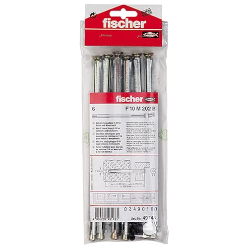 Fischer Fensterrahmendübel F 10 M 202 B SB-Karte, Inhalt: 6 x Metallrahmendübel, 6 x Abdeckkappe weiß/dunkelbraun, 049148 von fischer