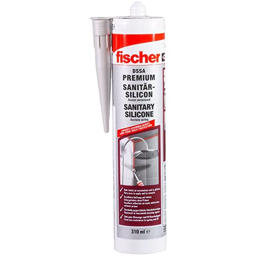 Fischer Sanitärsilikon DSSA SW, Silikon zum Abdichten & Verfugen im Sanitär- und Küchenbereich, Kartusche für zahlreiche Anwendungen und Baustoffe, 310 ml, schwarz von fischer