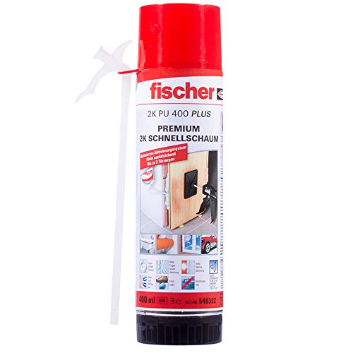 fischer Premium 2K Schnellschaum PU 400 PLUS, Montageschaum für schnelles & sicheres Befestigen, Bauschaum zum Aus- & Unterschäumen, optimiertes Aktivierungssystem, 400 ml von fischer