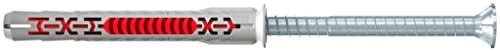 fischer DuoXpand 8 x 80 T, hochwertiger Universaldübel mit verzinkter Senkkopfschraube (50 Stk.), Dübel für starken Halt, ideal für poröse Baustoffe & randnahe Verankerungen von fischer
