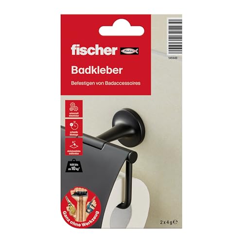 fischer Badkleber, Klebstoff zur Anbringung von Badaccessoires, wasserbeständig, für Bad & Küche, Befestigung ohne Bohren, zuverlässiger Halt, 4 g von fischer