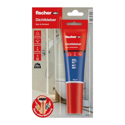 fischer Dichtkleber 80 ml, Kleb- & Dichtstoff in Weiß, zum Verkleben und Abdichten, wasserbeständiger Universalkleber, handliche Tube, Verwendung ohne Werkzeug von fischer