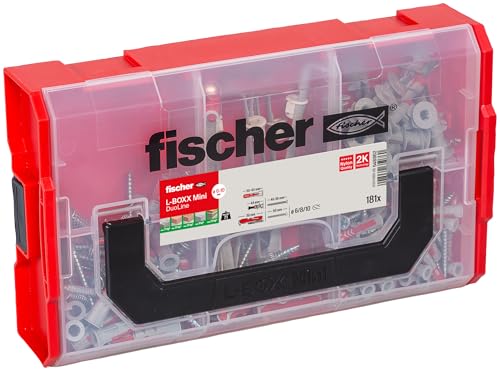 fischer L-Boxx Mini DuoLine, 181-teiliges Dübelset, 6-8 mm Durchmesser, 30-40 mm Länge, DuoPower, DuoTec und DuoBlade, für Profis und Heimwerker von fischer