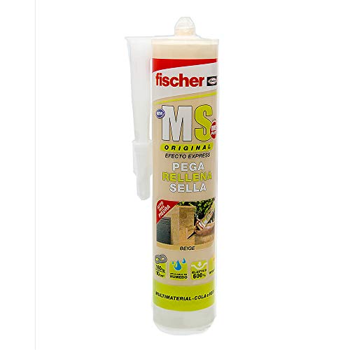 fischer | Polymer Silikon Beige MS PLUS | Anti-Schimmel Dichtstoff für Fugen Badewanne, Fenster, Risse, starker Klebstoff (290 ml) von fischer