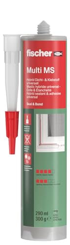 fischer Multi MS Kleb- und Dichtstoff, wasserfester Montagekleber für elastische Verklebungen, MS-Polymer für viele Anwendungen & Untergründe, 290 ml, weiß von fischer