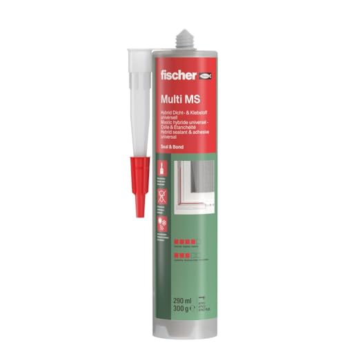 fischer Multi MS Kleb- und Dichtstoff, wasserfester Montagekleber für elastische Verklebungen, MS-Polymer für viele Anwendungen & Untergründe, 290 ml, weiß von fischer