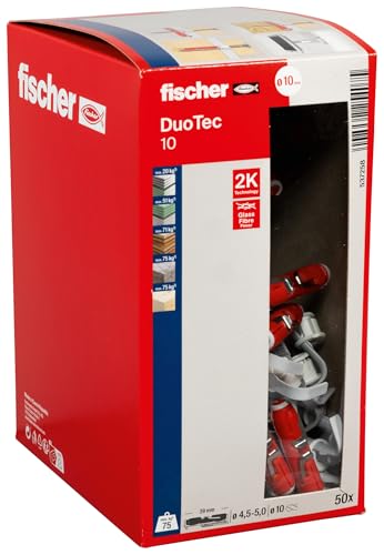 fischer DuoTec 10, Nylon-Kippdübel für hohe Lasten in allen Plattenbaustoffen, 2-Komponenten-Dübel, Hohlraumdübel zur Befestigung in Gipskarton-, Gipsfaser-, Holz- & Stahlplatten uvm., 50 Stück fischer DuoTec 10, Nylon-Kippdübel für hohe Lasten in allen Plattenbaustoffen, 2-Komponenten-Dübel, Hohlraumdübel zur Befestigung in Gipskarton-, Gipsfaser-, Holz- & Stahlplatten uvm., 50 Stück von fischer
