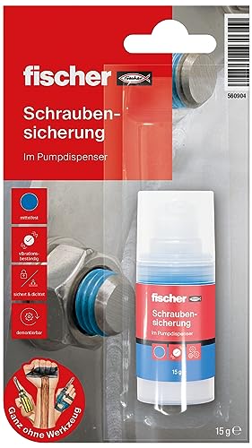 fischer Schraubensicherung, 15 g, mittelfester Schraubenkleber im Pumpspender für punktgenaue Dosierungen, hochviskoser Klebstoff als Korrosionsschutz, wasserfest & vibrationsbeständig von fischer