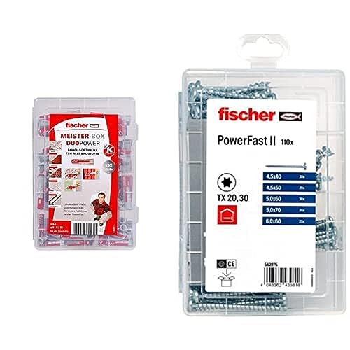 fischer Set aus MEISTER-BOX DuoPower und MEISTER-BOX PowerFast II, der intelligente Universaldübel mit drei Funktionsprinzipien, kombiniert mit den universell einsetzbaren Spanplattenschrauben fischer Set aus MEISTER-BOX DuoPower und MEISTER-BOX PowerFast II, der intelligente Universaldübel mit drei Funktionsprinzipien, kombiniert mit den universell einsetzbaren Spanplattenschrauben von fischer