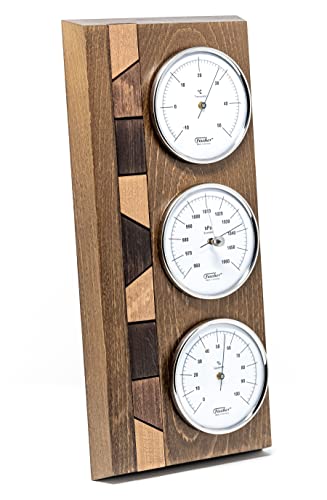 Fischer 9171-31 - Wetterstation - Wetterwarte mit Thermometer, Barometer, Hygrometer - Echtholz-Gehäuse, Made in Germany von Fischer