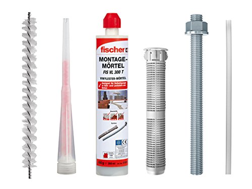 FISCHER Schwerlast Befestigungsset 4 Stück M10x170 Verbundmörtel + 4 Gewindestange + 4 Siebhülse + Bürste von Boppon