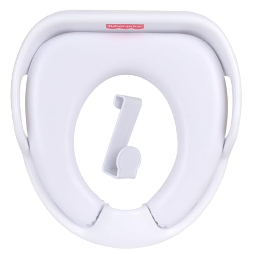 Fisher-Price Ready & Steady Töpfchensitz – Deluxe weich gepolsterter Töpfchenring mit Griffen, Spritzschutz und Aufbewahrungshaken für Kleinkinder, Töpfchentraining, Weiß von Fisher-Price