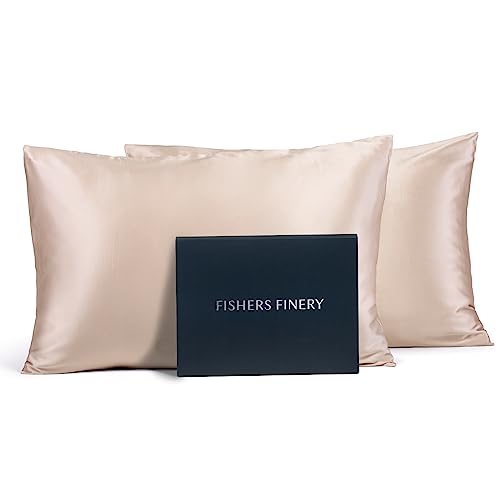 Fishers Finery Kissenbezüge, 25 mm, 100% Reine Maulbeerseide, Good Housekeeping Winner (Taupe, Standard 2er-Pack) von Fishers Finery