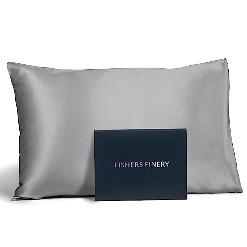 Fishers Finery Kissenbezug, 100 % reine Maulbeerseide, 25 mm, guter Haushaltssieger (Silber, Standard) von Fishers Finery