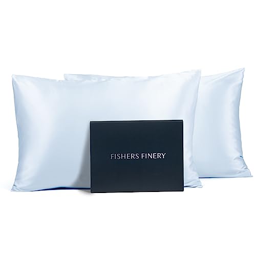 Fishers Finery Kissenbezug, 25 mm, 100% Reine Maulbeerseide, guter Gewinner (Blau, Standard 2er-Pack) von Fishers Finery