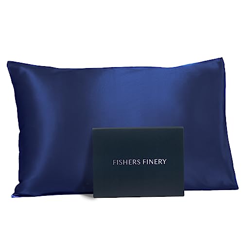 Fishers Finery Kissenbezug, 25 mm, 100 % reine Maulbeerseide, Good Housekeeping Winner (Marineblau, Standard) von Fishers Finery