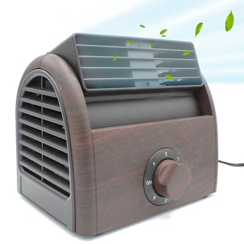 FISHTEC - Kleiner und Leistungsstarker Tischventilator Ohne Schaufel - Zentrifugal Turbo Doppel Turbine Tischventilator 30W - Schwenkbare 45° - 3 Geschwindigkeiten - Transportabel von FISHTEC