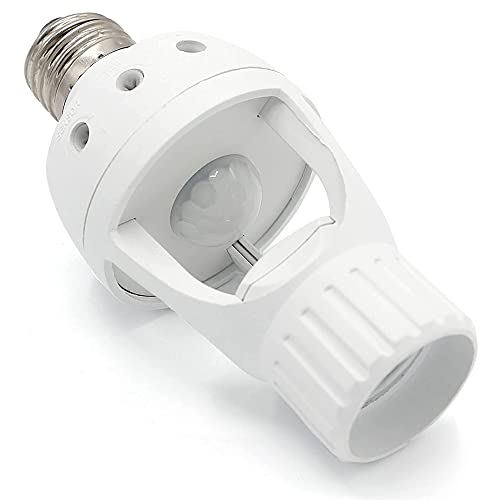 FISHTEC - Lampenfassung E27 - Bewegungsmelder Bis 5 Meter - Kompatibel LED-Lampe - Automatische Zündung An Ihrem Weg - 3 Einstellungen - Diskrete weiße Fassung von FISHTEC