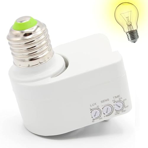 Fishtec 360° Bewegungsmeldebuchse mit Sockel E27 - Einstellbare Empfindlichkeit - Einstellbare Dauer und Intensität - Kompatibel LED-Lampe - Automatische Zündung - Micro-Heads-Technologie von Fishtec