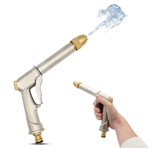 Wasserpistole für Gartenschlauch – Gehäuse aus Aluminium – Düse und Anschluss aus Messing – verstellbarer Strahl und Düse drehbar um 360 ° – verstärkter Auslöser mit Verriegelungssystem Wasserpistole für Gartenschlauch – Gehäuse aus Aluminium – Düse und Anschluss aus Messing – verstellbarer Strahl und Düse drehbar um 360 ° – verstärkter Auslöser mit Verriegelungssystem von Fishtec