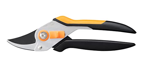 Fiskars Bypass-Gartenschere für frische Äste und Zweige, Antihaftbeschichtet, Stahl-Klingen/Stahl-Griffe, Schwarz/Orange, Solid, P331, 1057163 von Fiskars